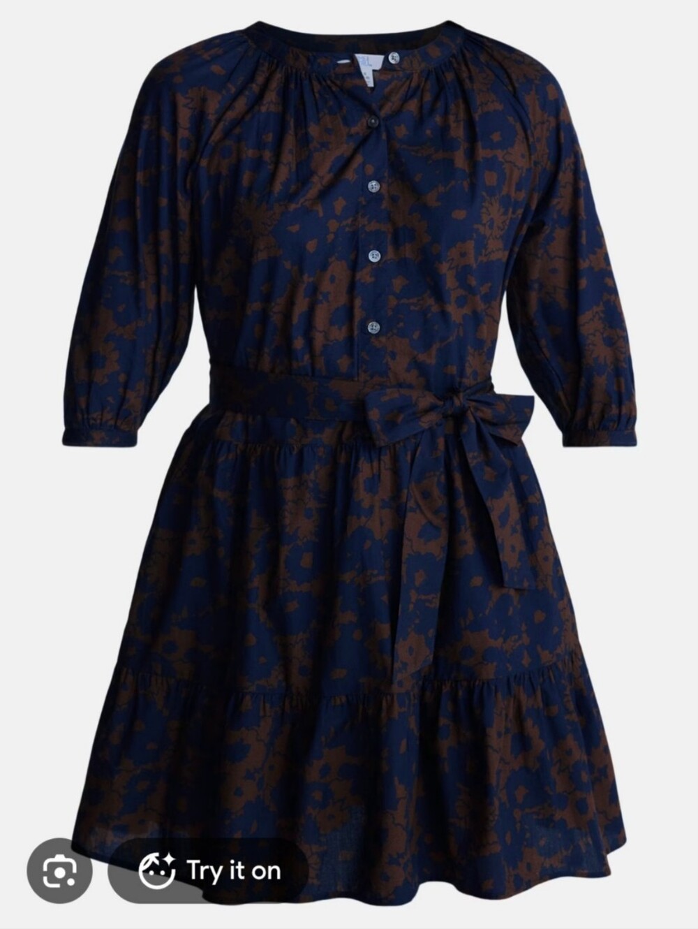 Time & True XXXL 22 Brown Navy Floral Dress